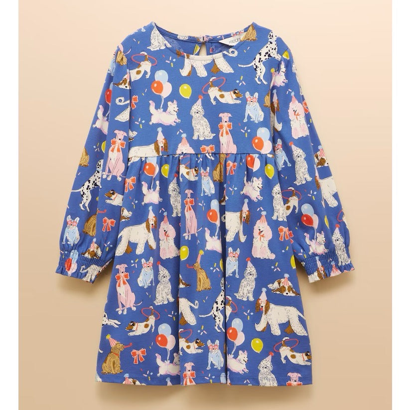 Joules Girls Hampton Dress An2937 Blue Dogs Clothing 2YRS / Blue,3YRS / Blue,4YRS / Blue,5YRS / Blue,6YRS / Blue,8YRS / Blue