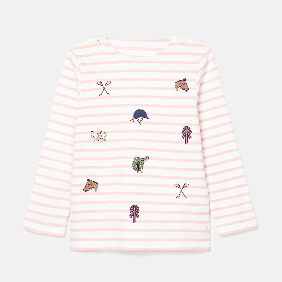 Joules Girls Harbour T-Shirt Ay5110 Pink Stripe Clothing 4YRS / Pink,5YRS / Pink,6YRS / Pink,8YRS / Pink,10YRS / Pink