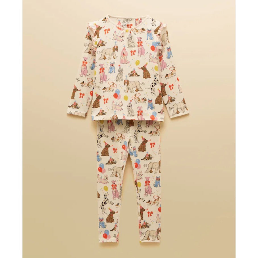 Joules Girls Kipwell Pj Set Ay5-471 Cream Dogs
