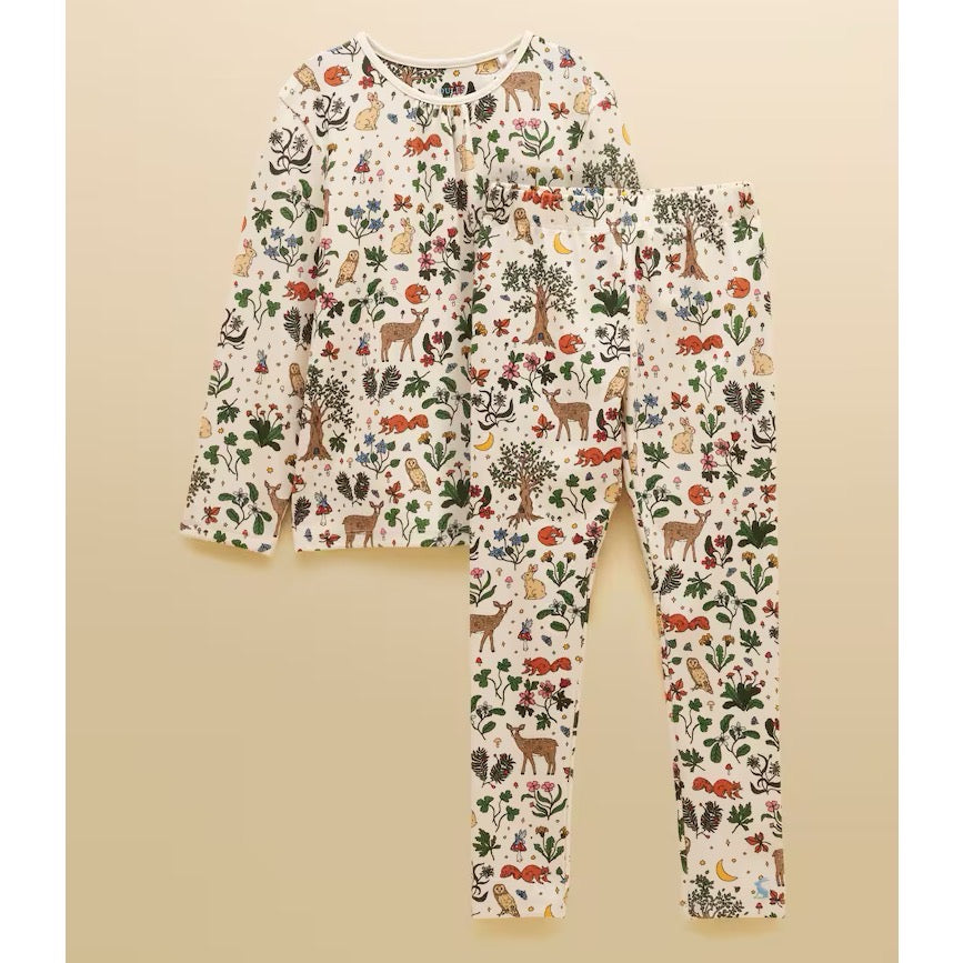Joules Girls Kipwell Pj Set V29-279 Cream Woodland Clothing 3YRS / Cream,4YRS / Cream,5YRS / Cream,6YRS / Cream,7YRS / Cream,8YRS / Cream,10YRS / Cream