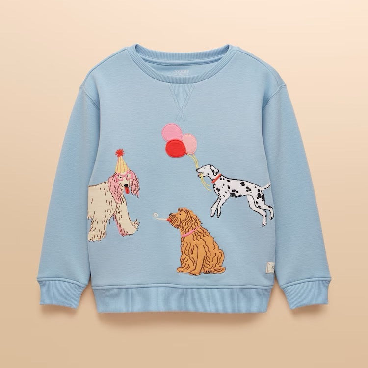 Joules Girls Mackenzie Sweatshirt An2940 Blue Dogs Clothing 2YRS / Blue,3YRS / Blue,4YRS / Blue,5YRS / Blue,6YRS / Blue,8YRS / Blue