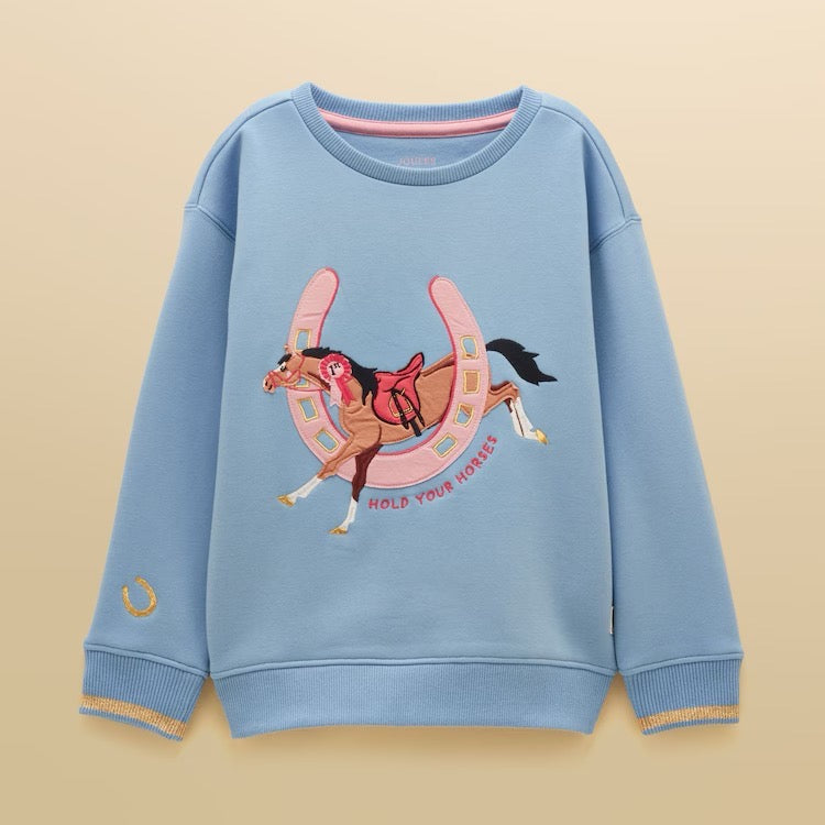 Joules Girls Mackenzie Sweatshirt G15-995 Blue Horse Clothing 4YRS / Blue,5YRS / Blue,6YRS / Blue,8YRS / Blue,10YRS / Blue