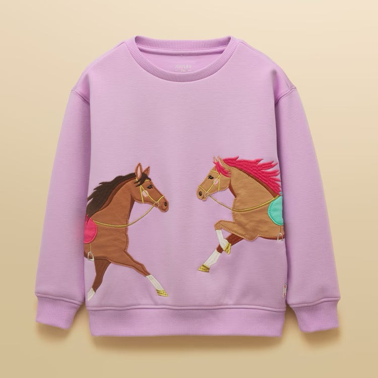 Joules Girls Mackenzie Sweatshirt W37-938 Lilac Horse