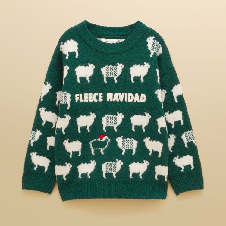Joules Kids Fleece Navidad Jumper H06-926 Green Sheep Clothing 5-6YRS / Green,7-8YRS / Green,9-10YRS / Green,11-12YRS / Green