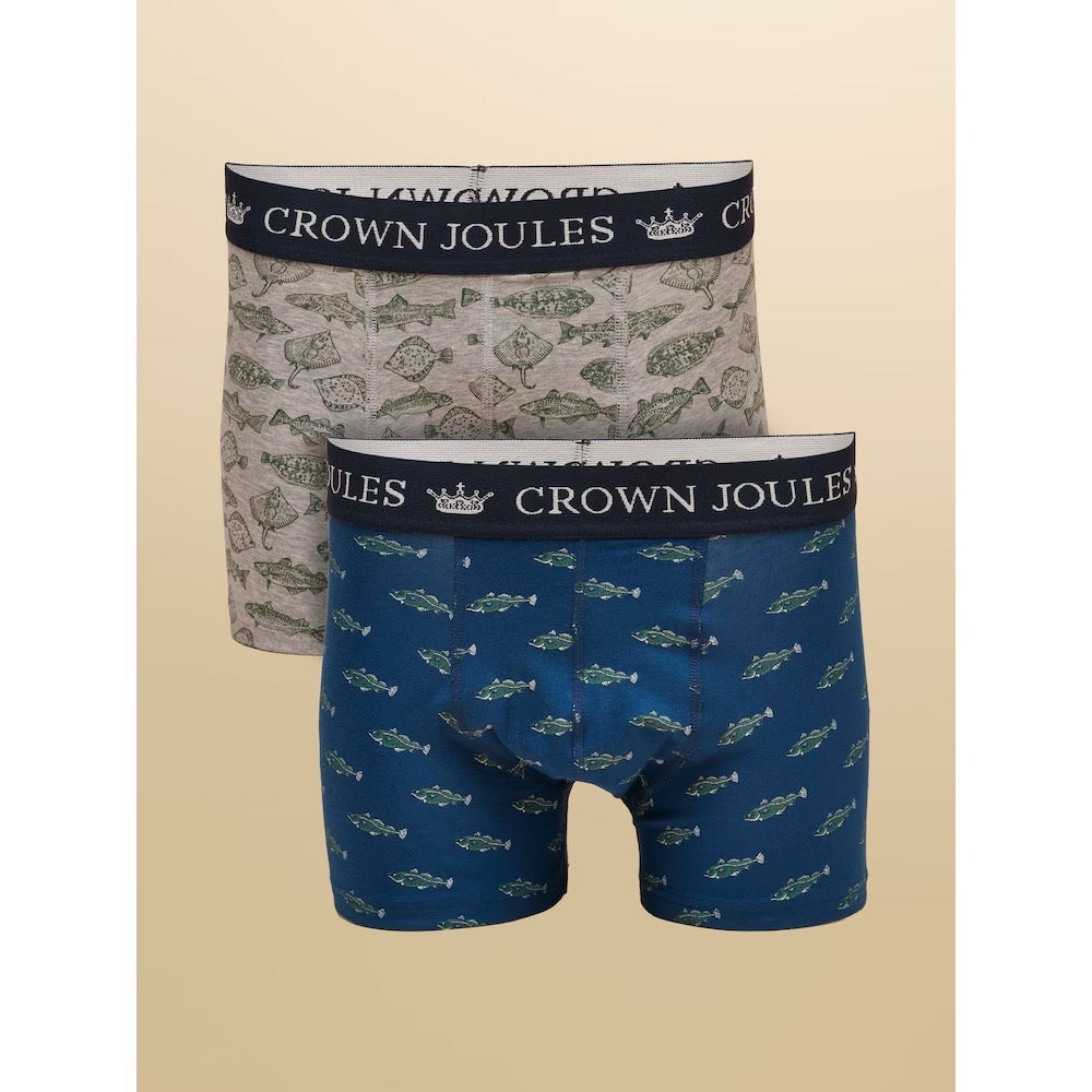 Joules Mens 2 Pack Boxer Shorts G48-164 Oh My Cod Grey Clothing S / Grey,M / Grey,L / Grey,XL / Grey