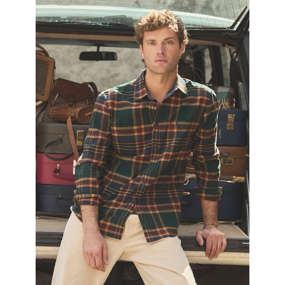 Joules Mens Brushed Flannel Shirt Aw5549 Green Check