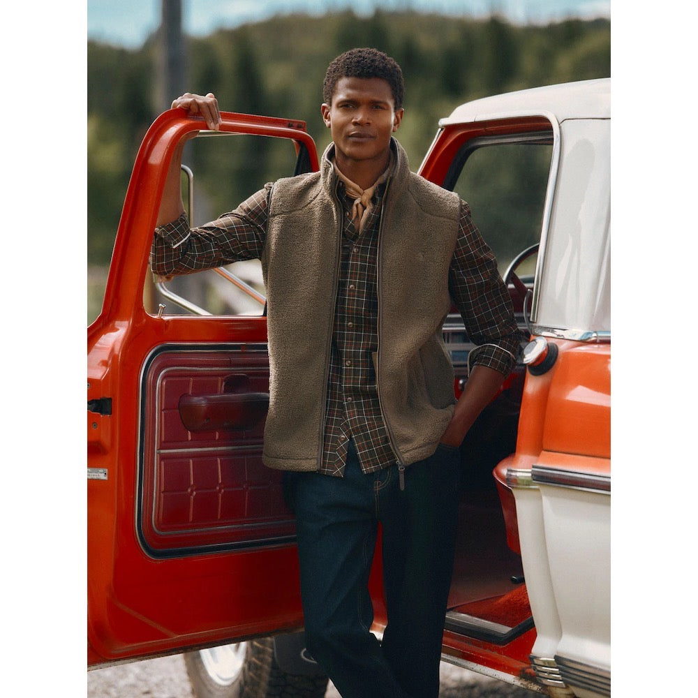 Joules Mens Heritage Borg Fleece Gilet Y95583 Khaki