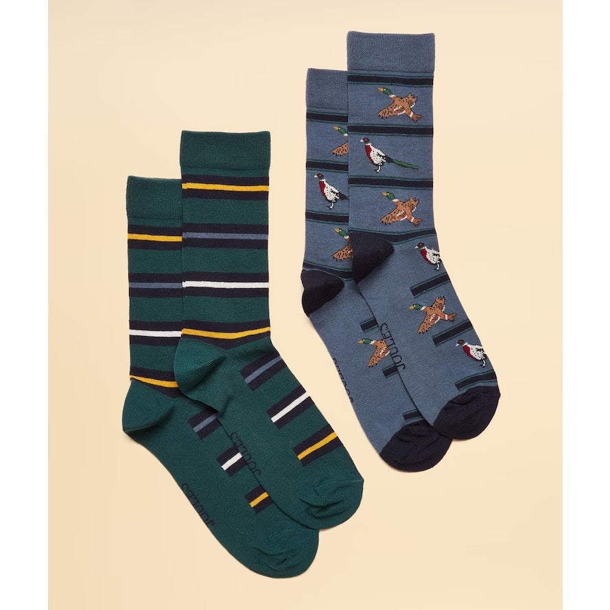 Joules Mens Kingsbury 2 Pack Socks At6863 Bird Clothing ONE SIZE / Multi