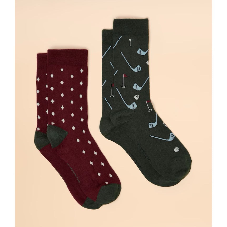 Joules Mens Kingsbury 2 Pack Socks At6868 Golf Clothing ONE SIZE / Multi
