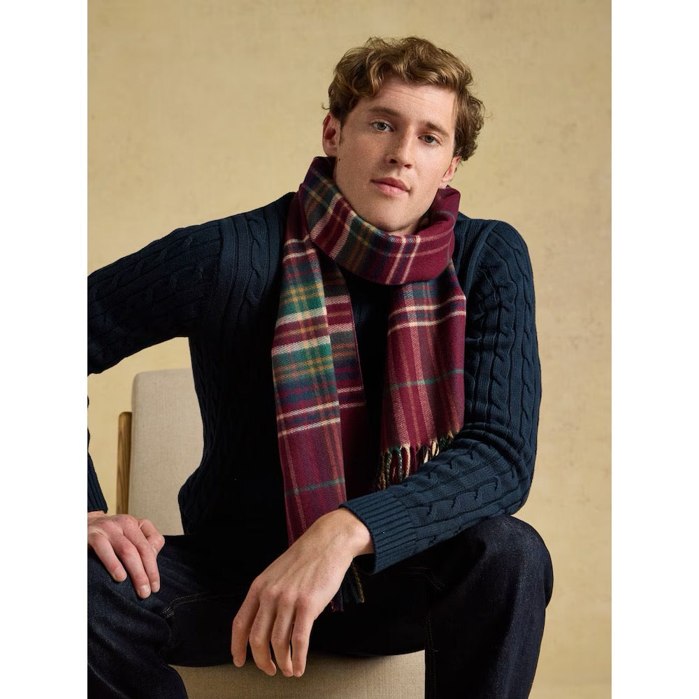 Joules Mens Langtree Scarf G13-682 Red Check Clothing ONE SIZE / Red