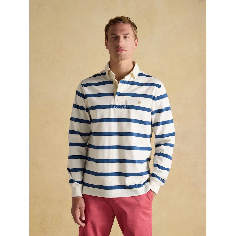 Joules Mens Onside Rugby Shirt 37655606 Cream Blue Stripe Clothing L / Cream,XL / Cream,XXL / Cream