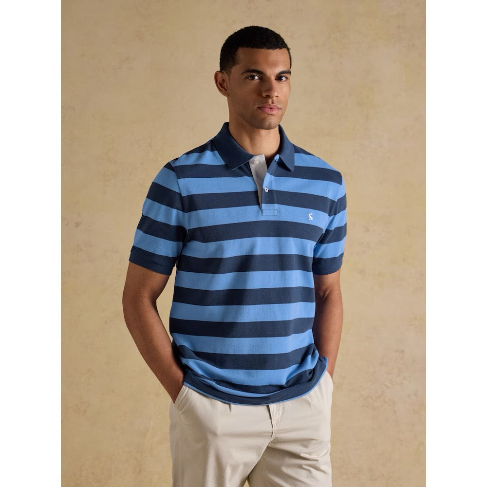 Joules Mens Woody Stripe Polo Shirt W26-017 Blue Navy