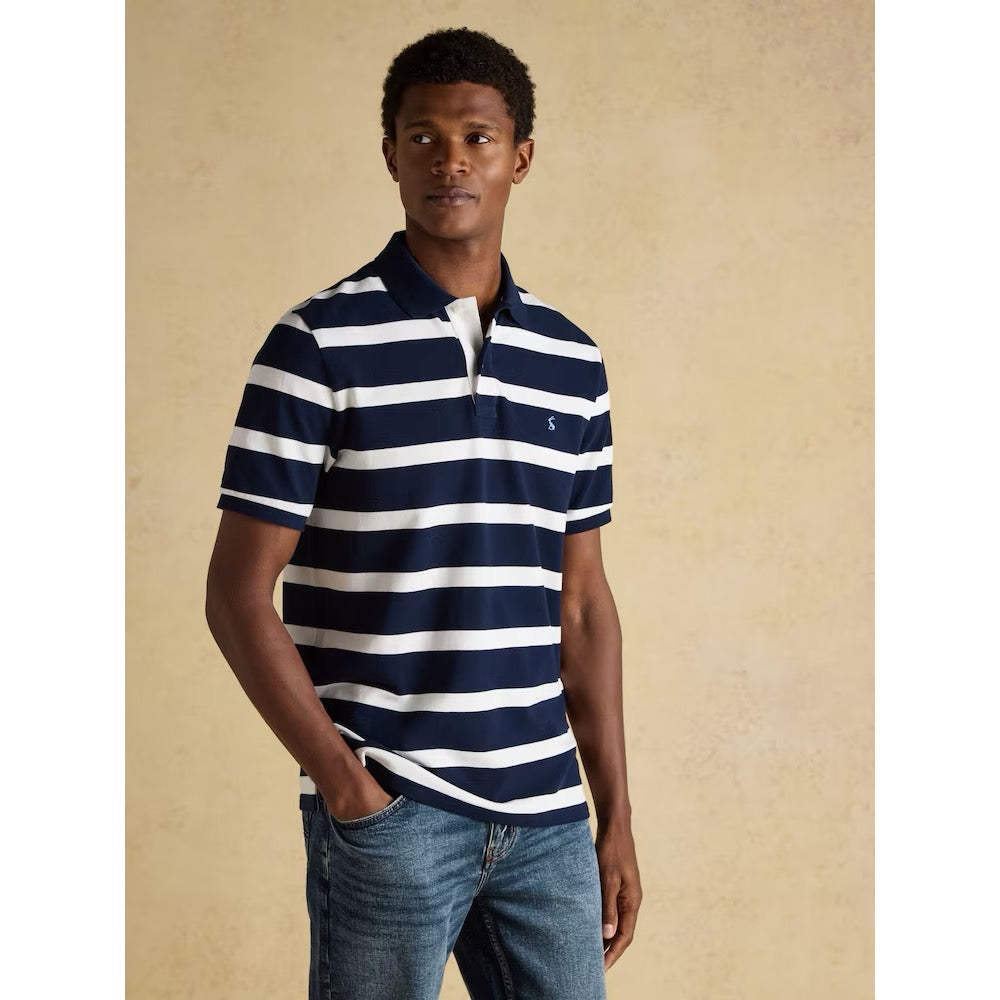Joules Mens Woody Stripe Polo Shirt W66-871 Navy White Clothing M / Navy,L / Navy,XL / Navy,XXL / Navy