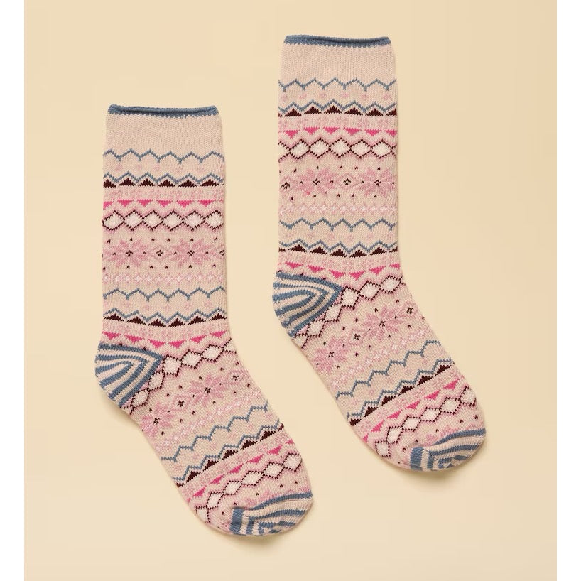 Joules Women Lucille Natural Fairisle Socks At6927 Clothing ONE SIZE / Natural
