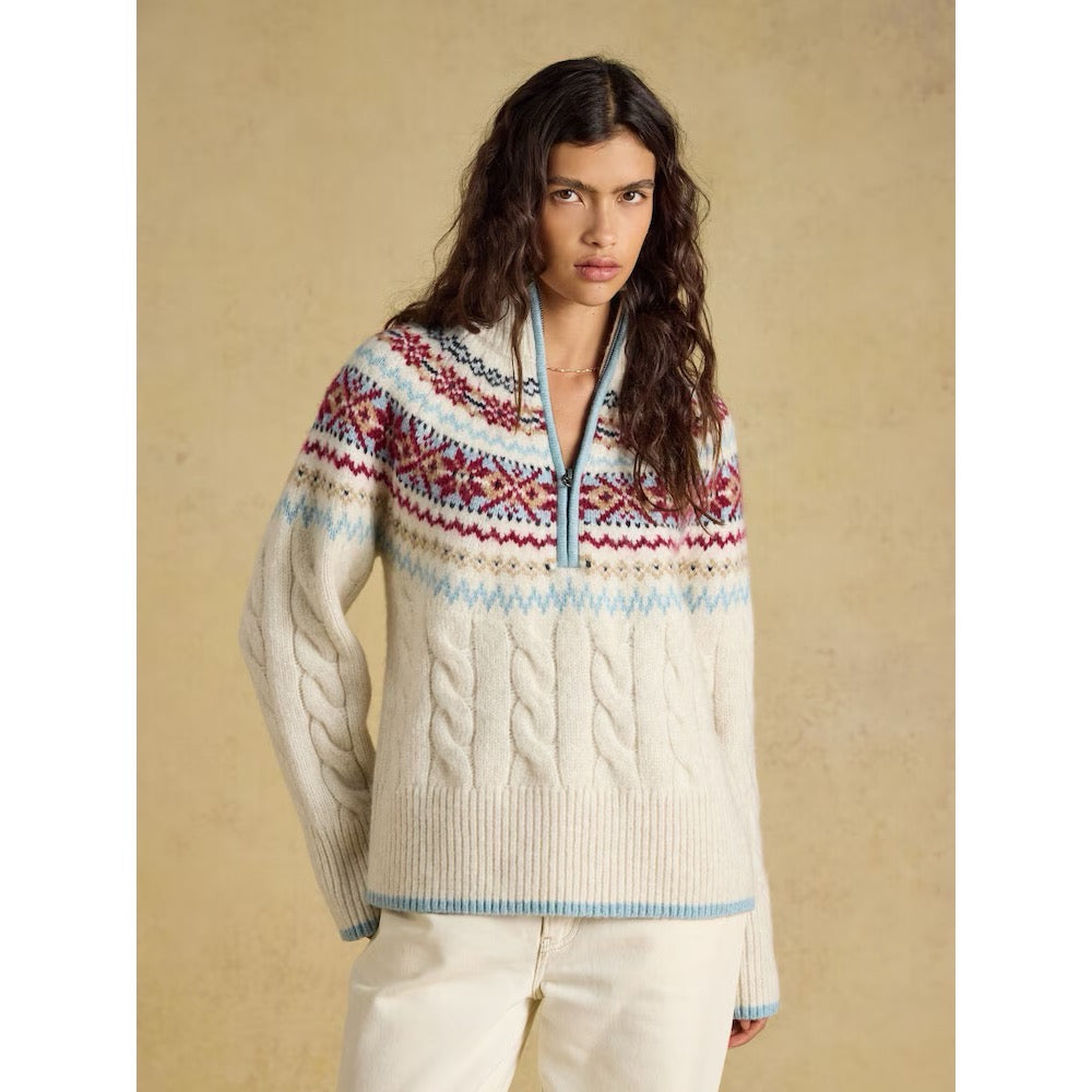 Joules Womens Allaway Cable Knit Fairisle Jumper Y97-882