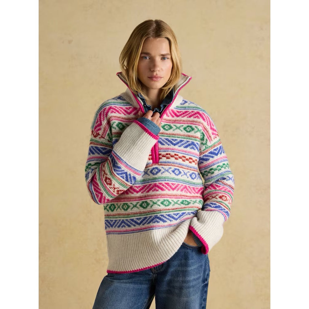Joules Womens Allaway Fairisle Quarter Zip Jumper At781703 Clothing S / Multi,M / Multi,L / Multi,XL / Multi