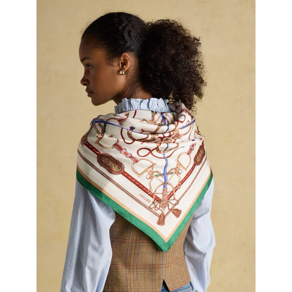 Joules Womens Bloomfield Silk Scarf At705201 Cream Clothing ONE SIZE / Cream