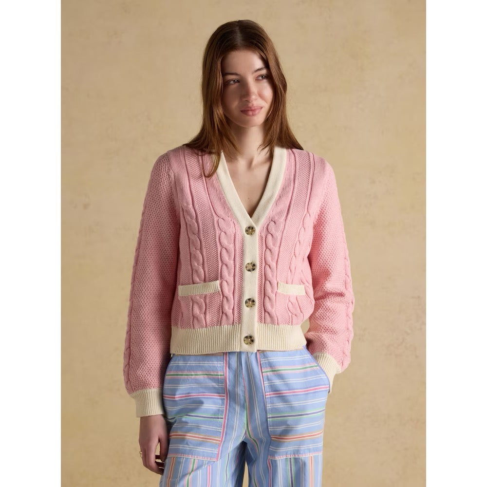 Joules Womens Centre Court Cardigan H25627 Pink Clothing S / Pink,M / Pink,L / Pink