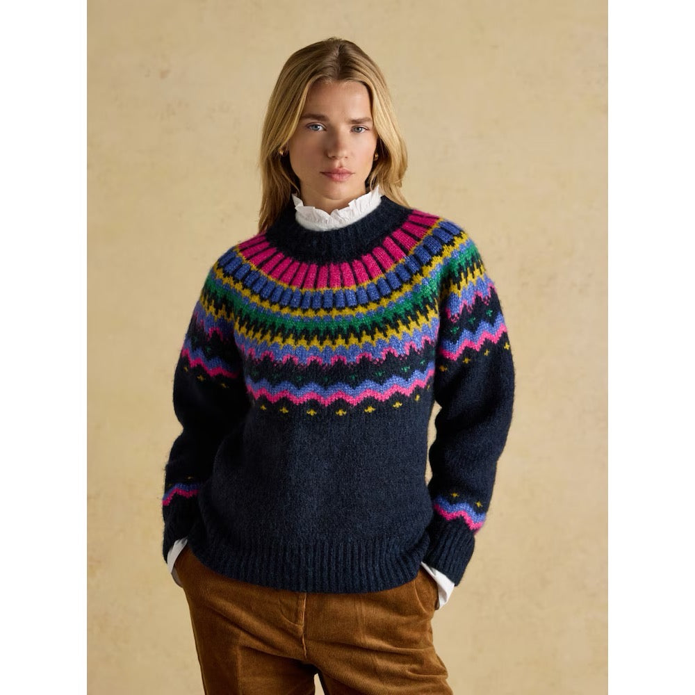 Joules Womens Charlie Navy Fairisle Knitted Jumper At7822 Clothing S / Navy,M / Navy,L / Navy,XL / Navy