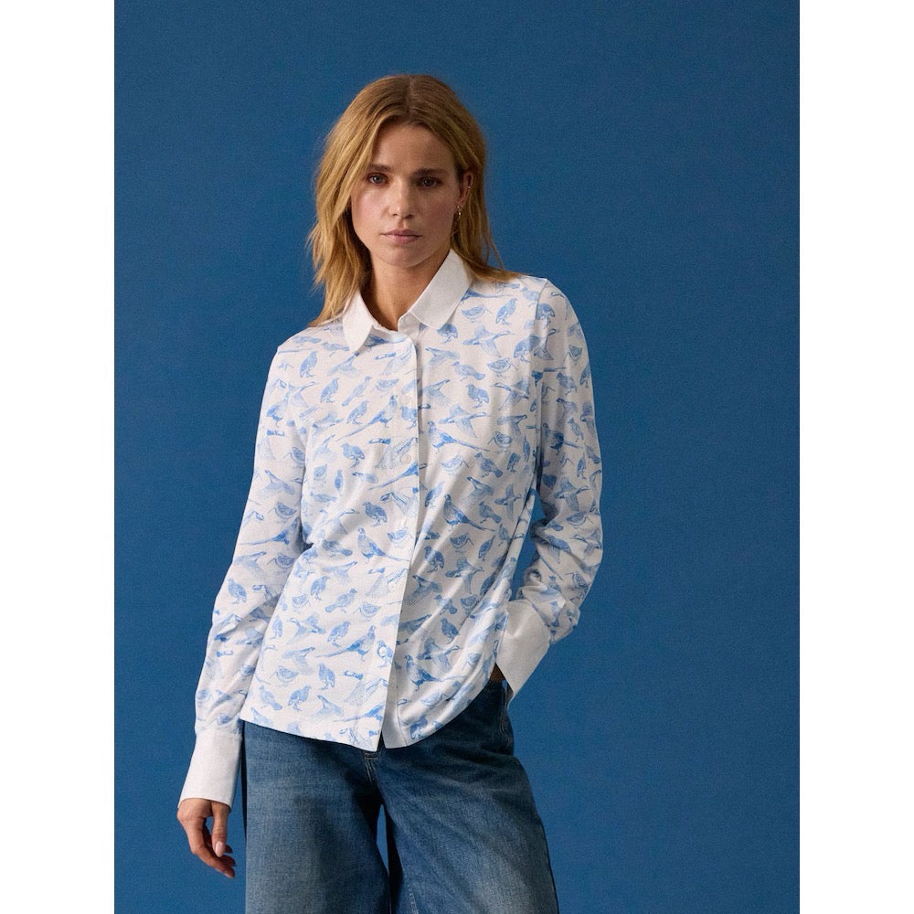 Joules Womens Charlotte Blue Pheasants Shirt H26-977 Clothing UK8 / White,UK10 / White,UK12 / White,UK14 / White,UK16 / White