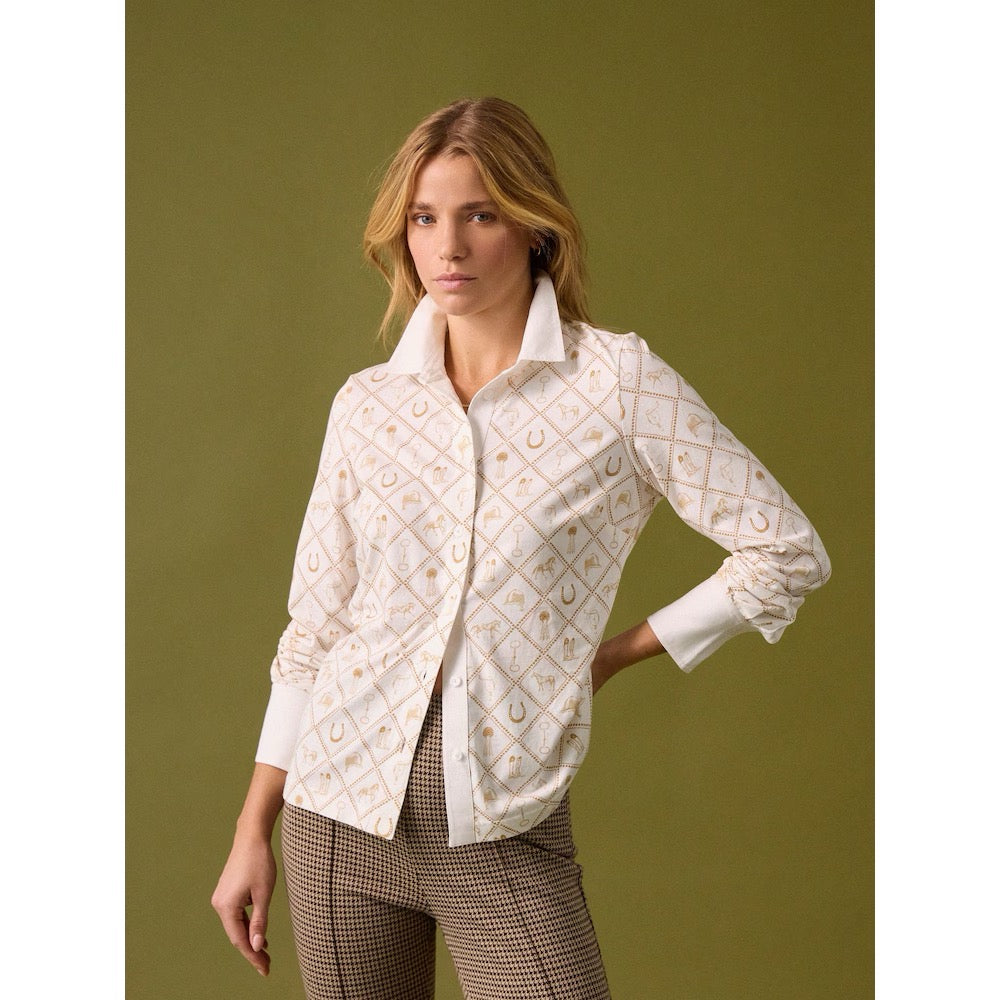 Joules Womens Charlotte Shirt W28-691 Horse Icons Clothing UK8 / White,UK10 / White,UK12 / White,UK14 / White,UK16 / White