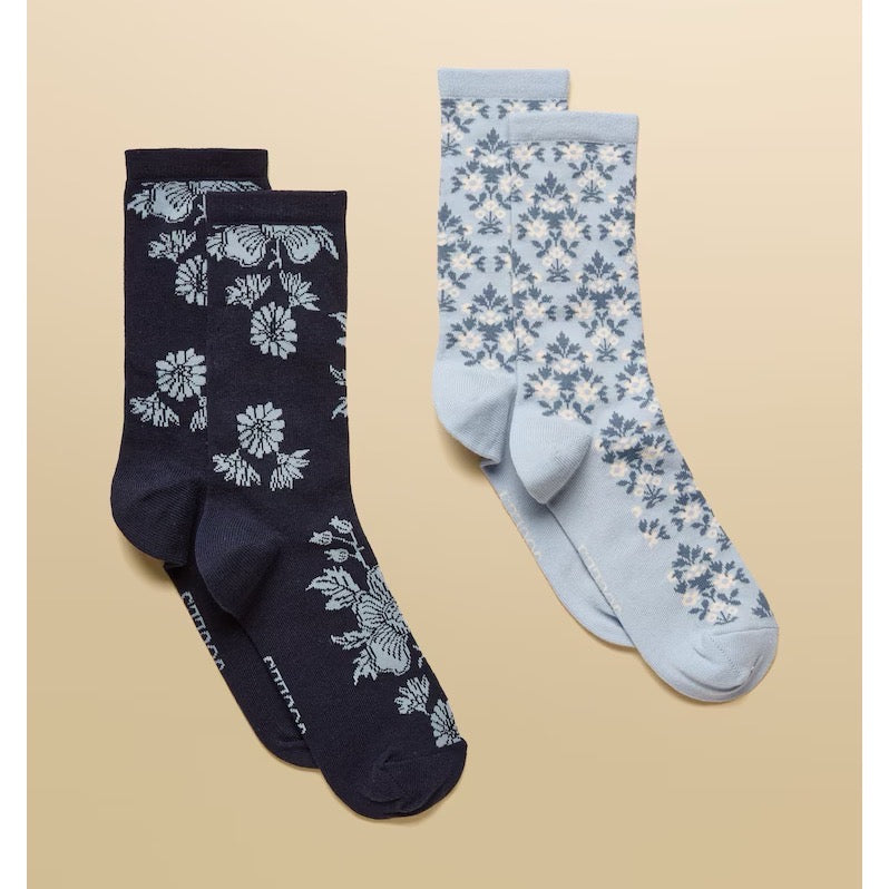Joules Womens Eday 2 Pack Socks Av7347 Blue Flower Clothing ONE SIZE / Blue