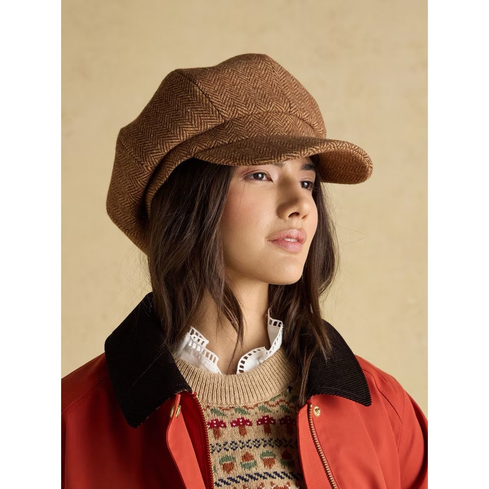 Joules Womens Elvastan Baker Boy Hat At5-367 Oat Brown Clothing S-M / Brown,M-L / Brown