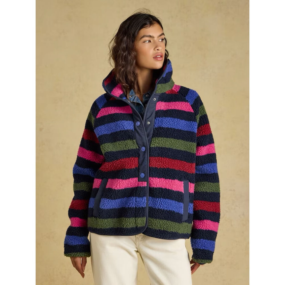 Joules Womens Eva Navy Stripe Borg Fleece Clothing UK8 / Multi,UK10 / Multi,UK12 / Multi,UK14 / Multi,UK16 / Multi