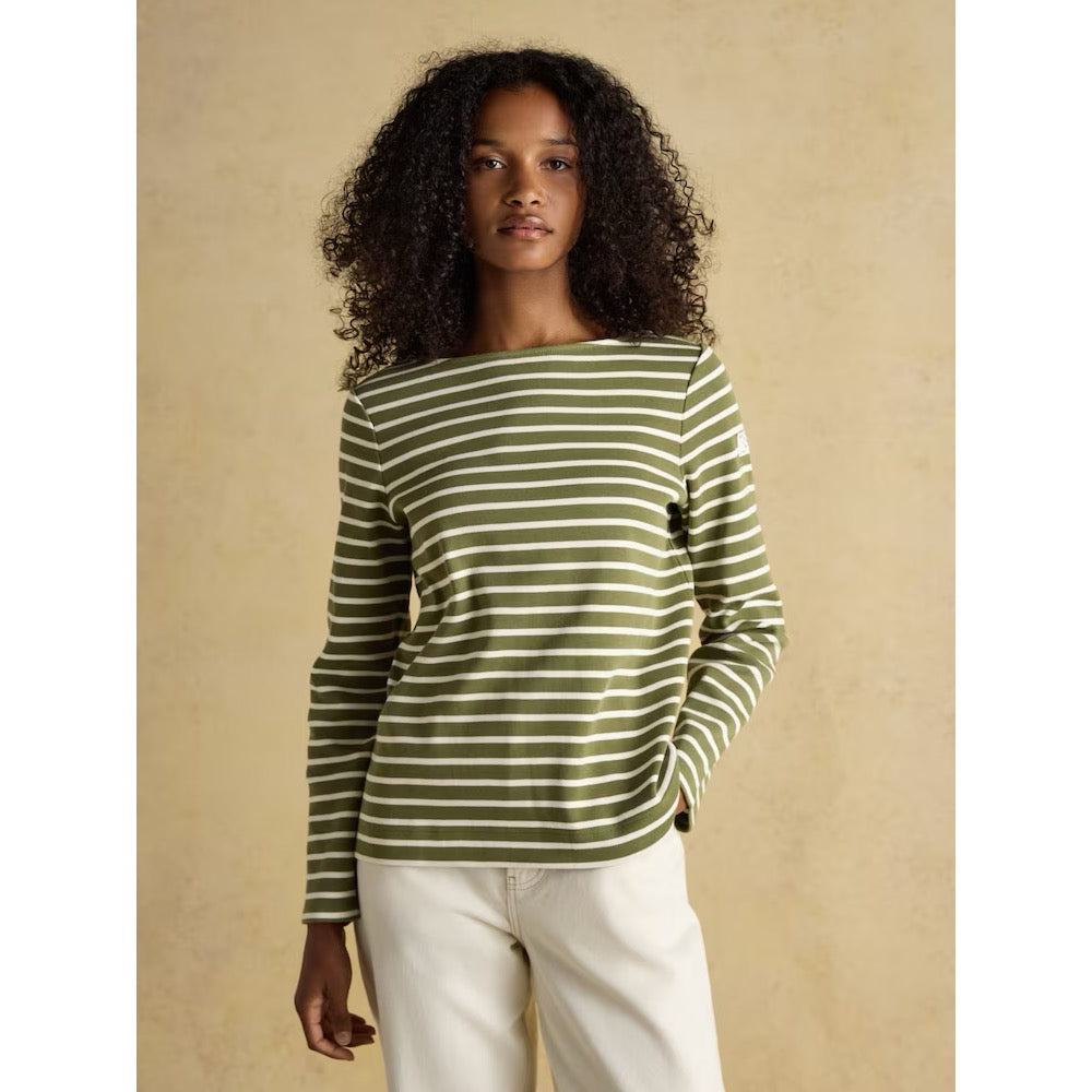 Joules Womens Harbour Stripe Top Au204117 Khaki Clothing UK12 / Khaki,UK14 / Khaki,UK16 / Khaki