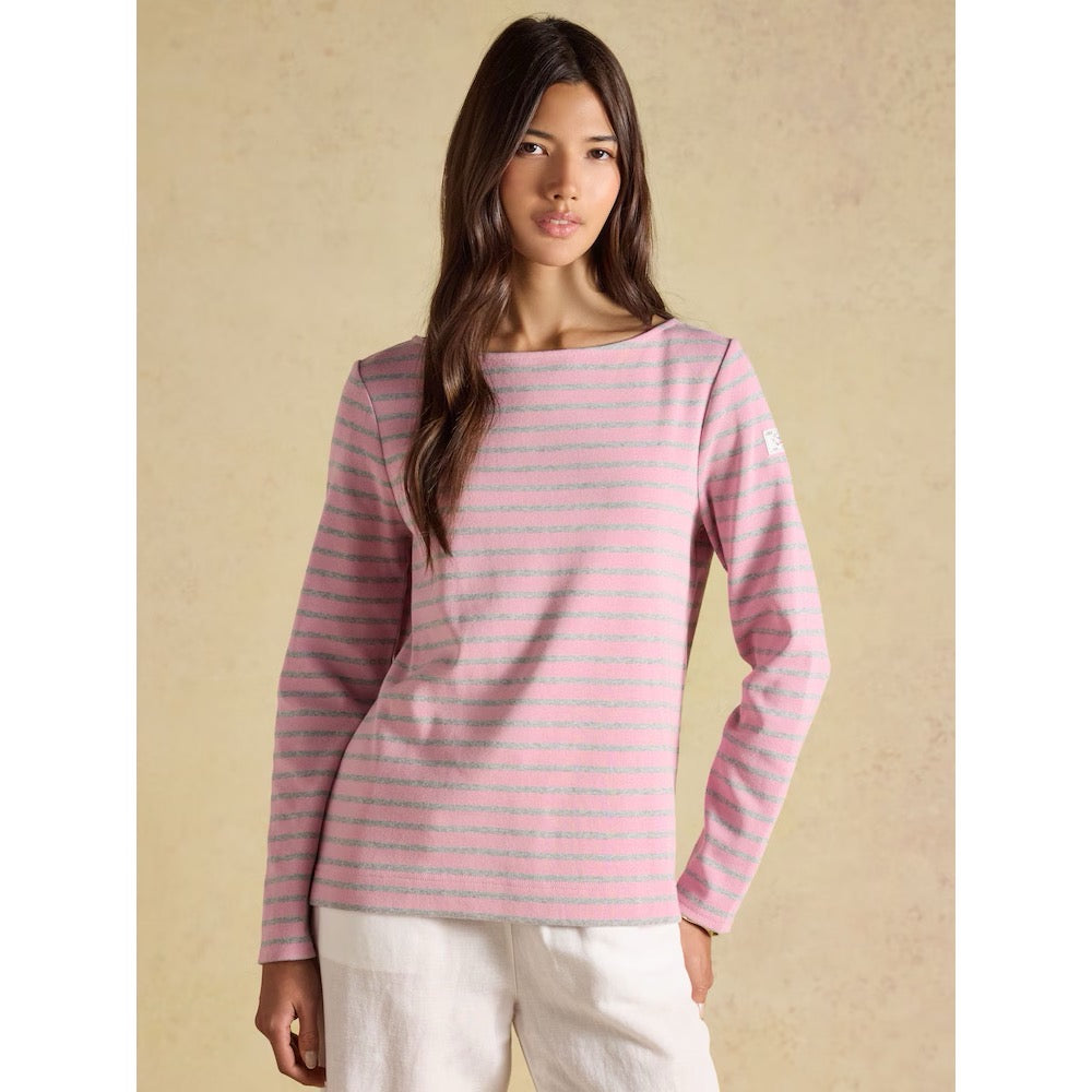 Joules Womens Harbour T-Shirt V59-072 Pink Grey Clothing UK10 / Pink,UK12 / Pink,UK14 / Pink