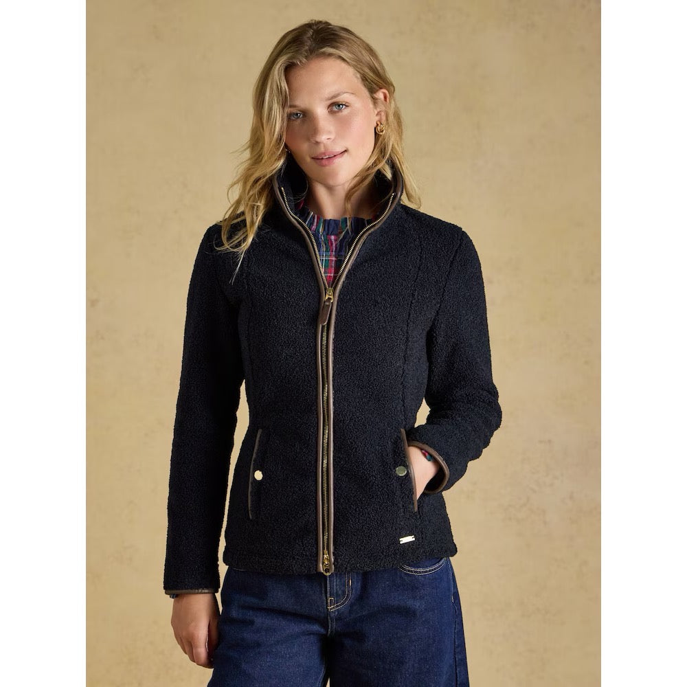 Joules Womens Heritage Borg Zip Fleece Navy