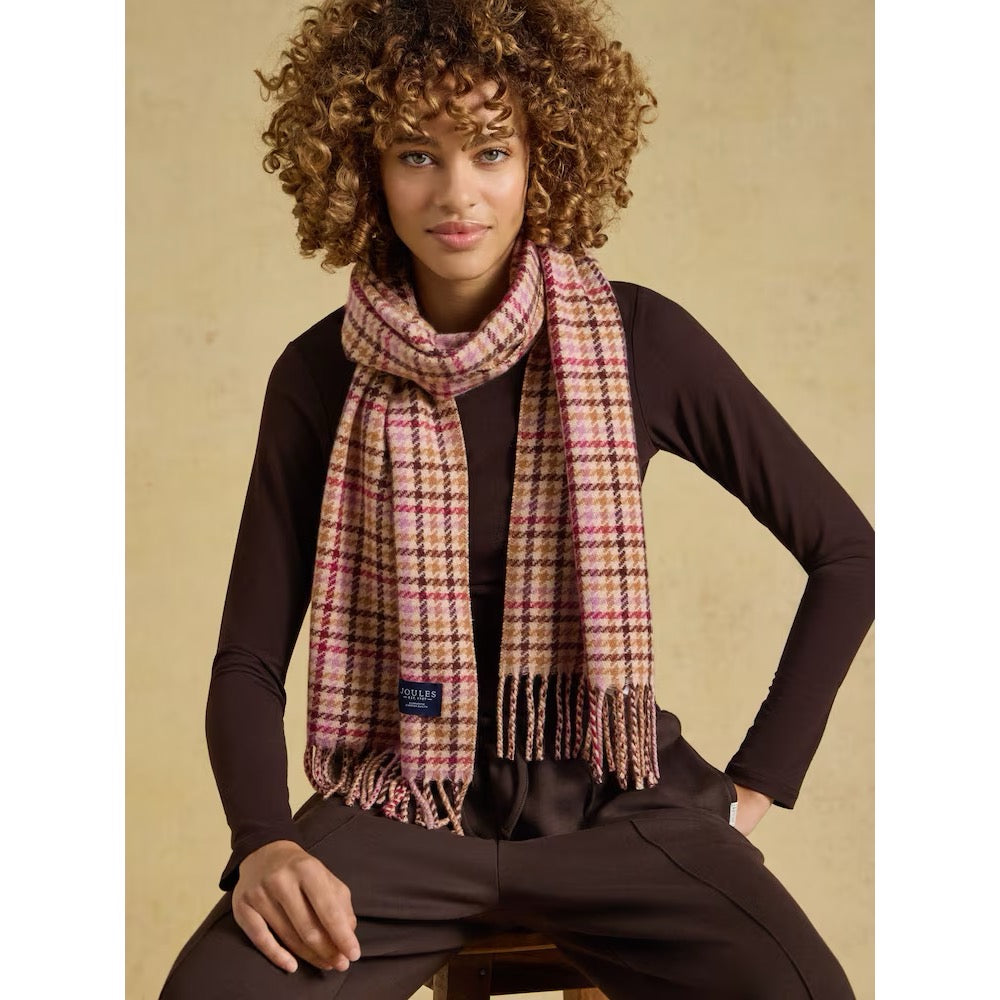 Joules Womens Langstree Scarf G13-992 Berry Houndstooth Clothing ONE SIZE / Berry