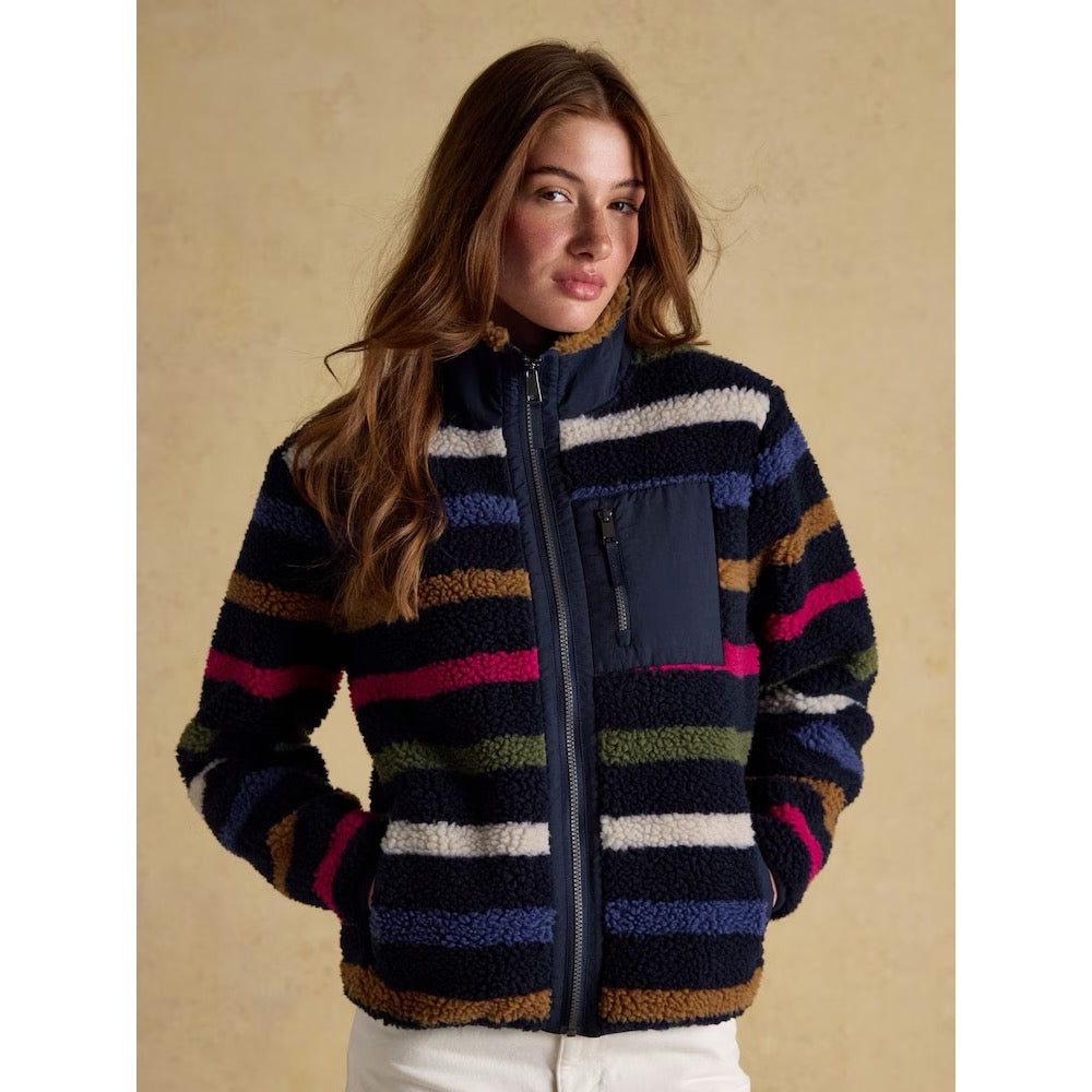 Joules Womens Lottie Borg Fleece Au2-359 Navy Multi Stripe Clothing UK10 / Multi,UK12 / Multi,UK14 / Multi,UK16 / Multi