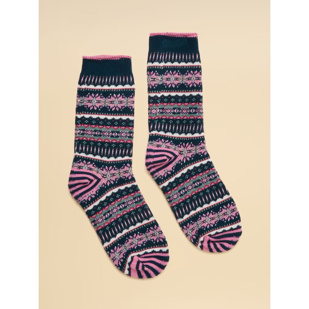 Joules Womens Lucille Fairisle Socks Y31-137 Navy Clothing ONE SIZE / Navy