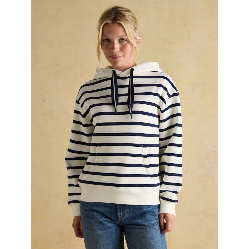 Joules Womens Milbourne Cream Navy Stripe Hoodie Ay2-086 Clothing UK10 / Cream,UK12 / Cream,UK14 / Cream,UK16 / Cream