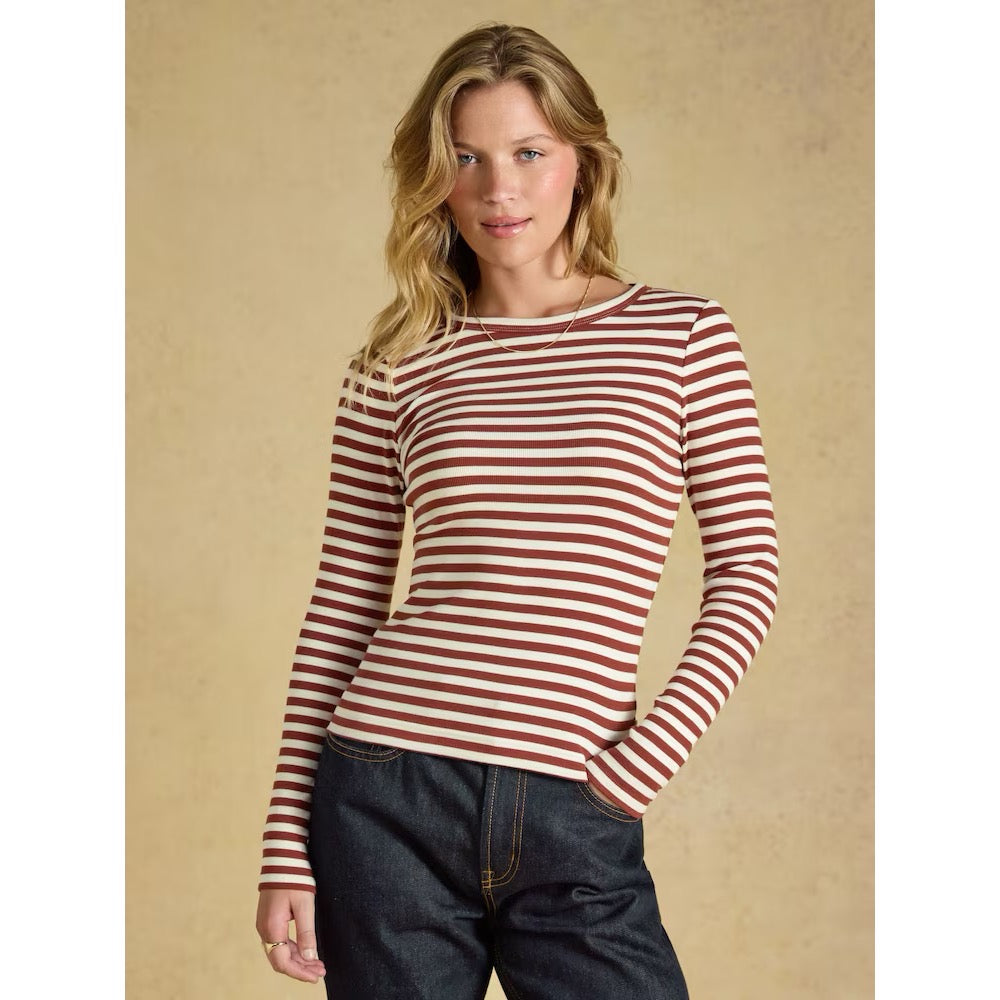 Joules Womens Sophie Ls Top V50-934 Rust Stripe Clothing UK10 / Rust,UK16 / Rust