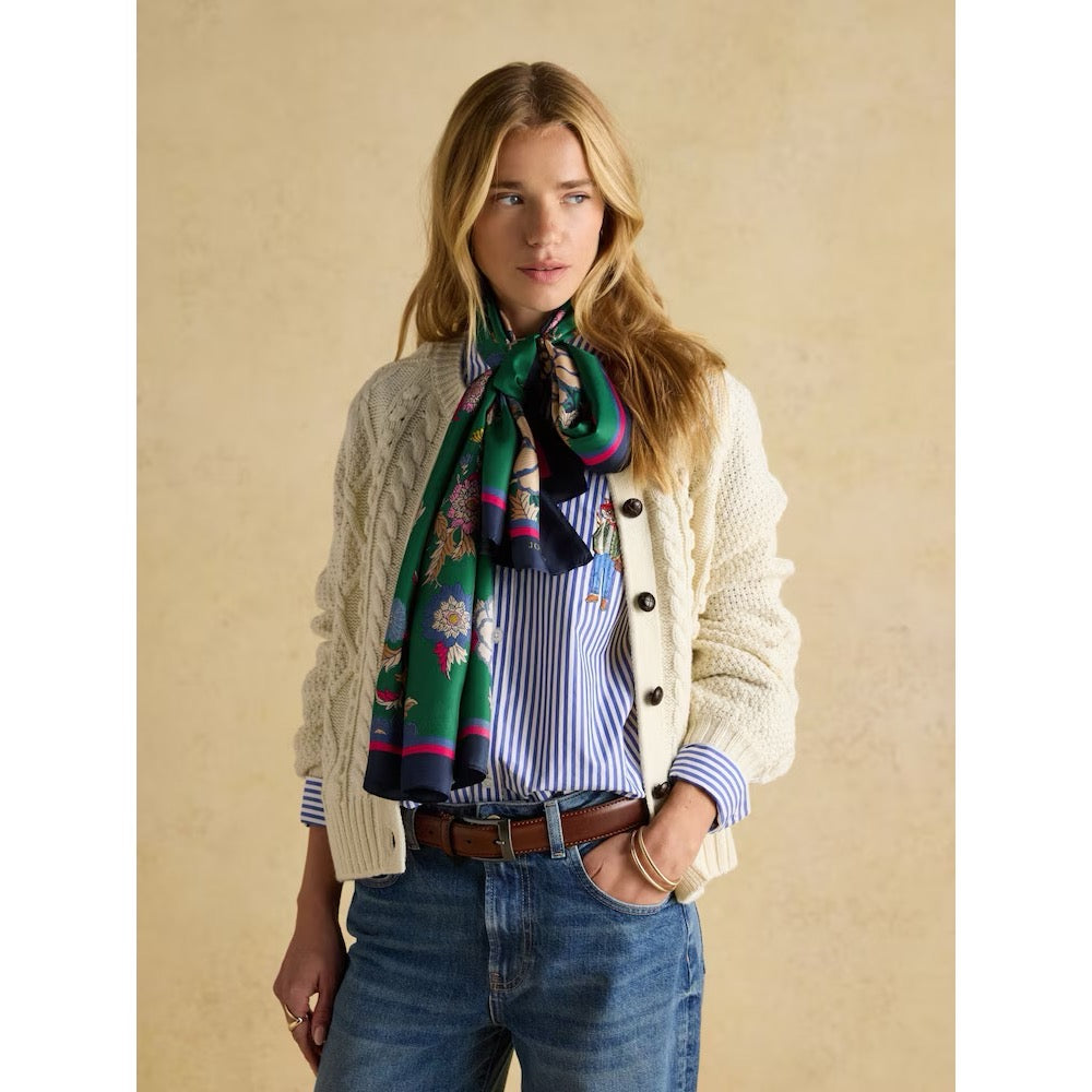 Joules Womens Windsor Silk Scarf At705001 Green Bird Clothing ONE SIZE / Green