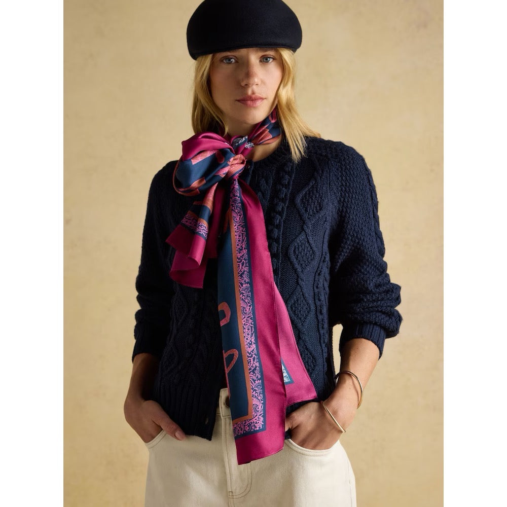 Joules Womens Windsor Silk Scarf At705101 Navy Saddle Clothing ONE SIZE / Navy