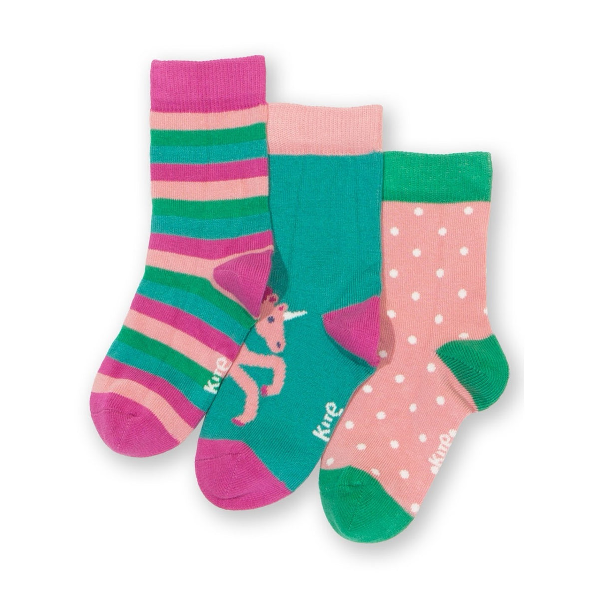 Kite 3 Pack Socks Merhorse 54-6925 Pink Green Clothing 6-12M / Multi,1-2YRS / Multi,UK6-8 / Multi,UK9-12 / Multi,UK13-2 / Multi