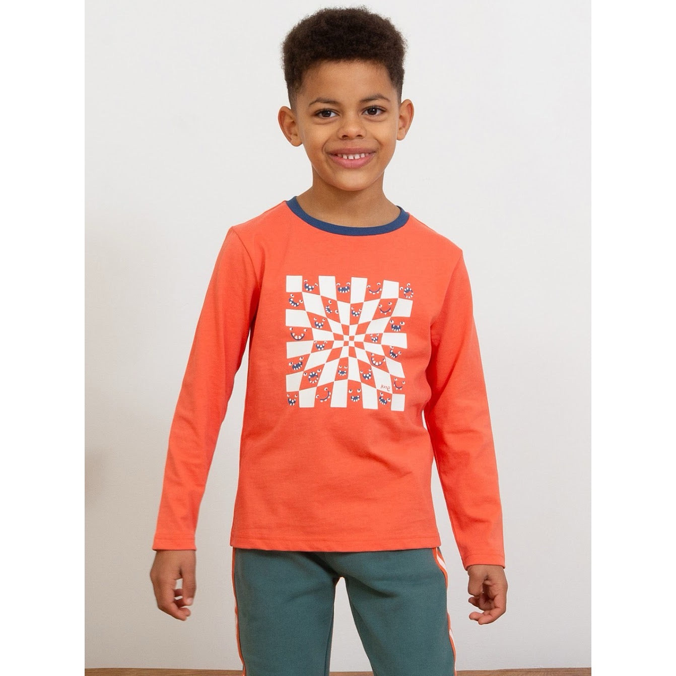 Kite Chequerboard Champ T-Shirt 9716-Obt Clothing 5YRS / Orange,6YRS / Orange,7YRS / Orange,8YRS / Orange,9YRS / Orange