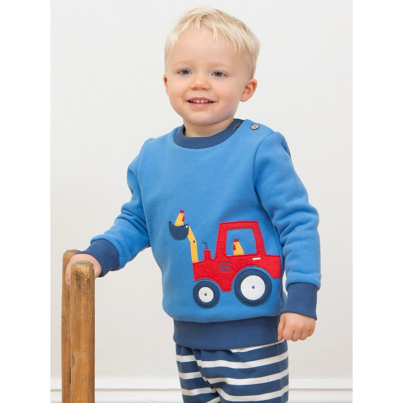 Kite Farmer Cluck Cluck Infant Sweatshirt 53-9759 Clothing 3-6M / Blue,6-9M / Blue,9-12M / Blue,12-18M / Blue,18-24M/2Y / Blue,3YRS / Blue,4YRS / Blue,5YRS / Blue