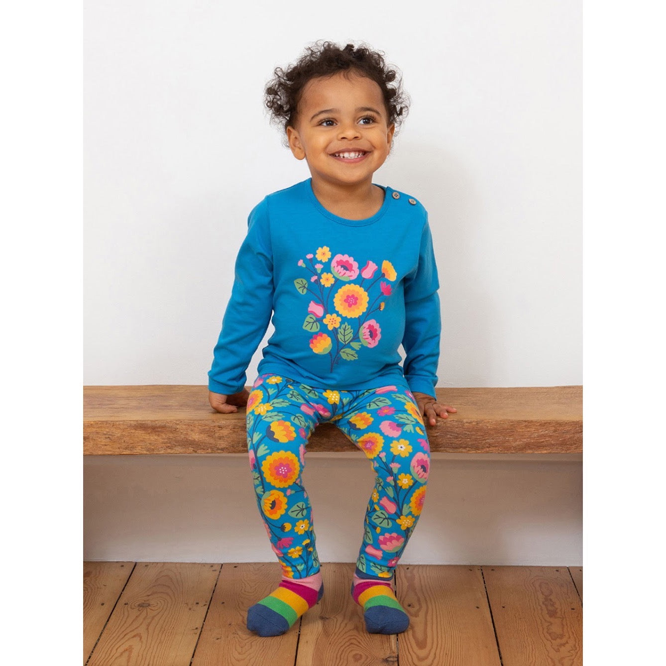 Kite Folk Floral Infant Leggings F971 Clothing 3-6M / Blue,6-9M / Blue,9-12M / Blue,12-18M / Blue,18-24M/2Y / Blue