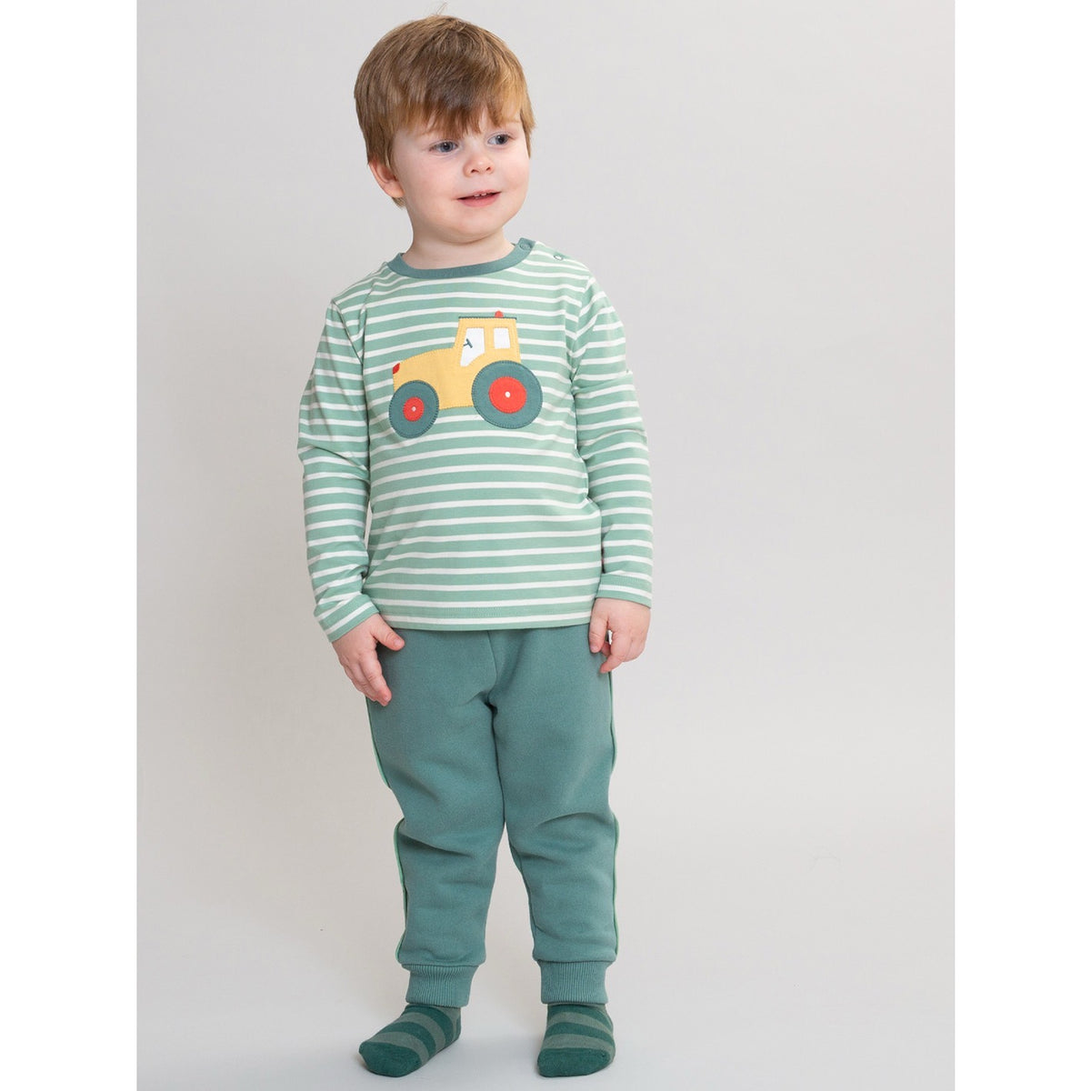Kite Infant Tractor T-Shirt 63-9649-Ybt Green Stripe Clothing 3-6M / Green,6-9M / Green,9-12M / Green,12-18M / Green,18-24M/2Y / Green,3YRS / Green,4YRS / Green