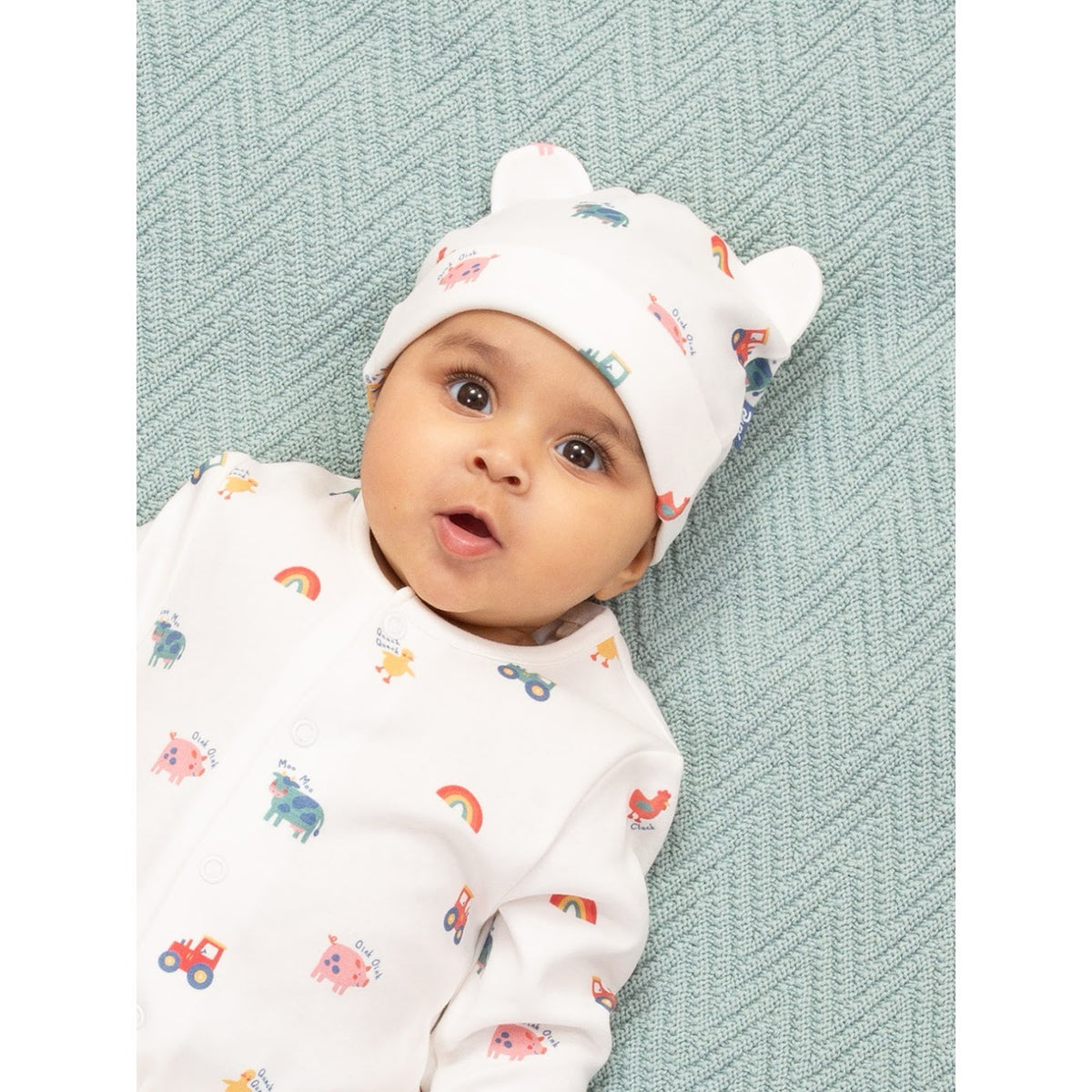 Kite Old Macdonald Baby Hat 53-3441 Clothing 0-1M / White,3-6M / White