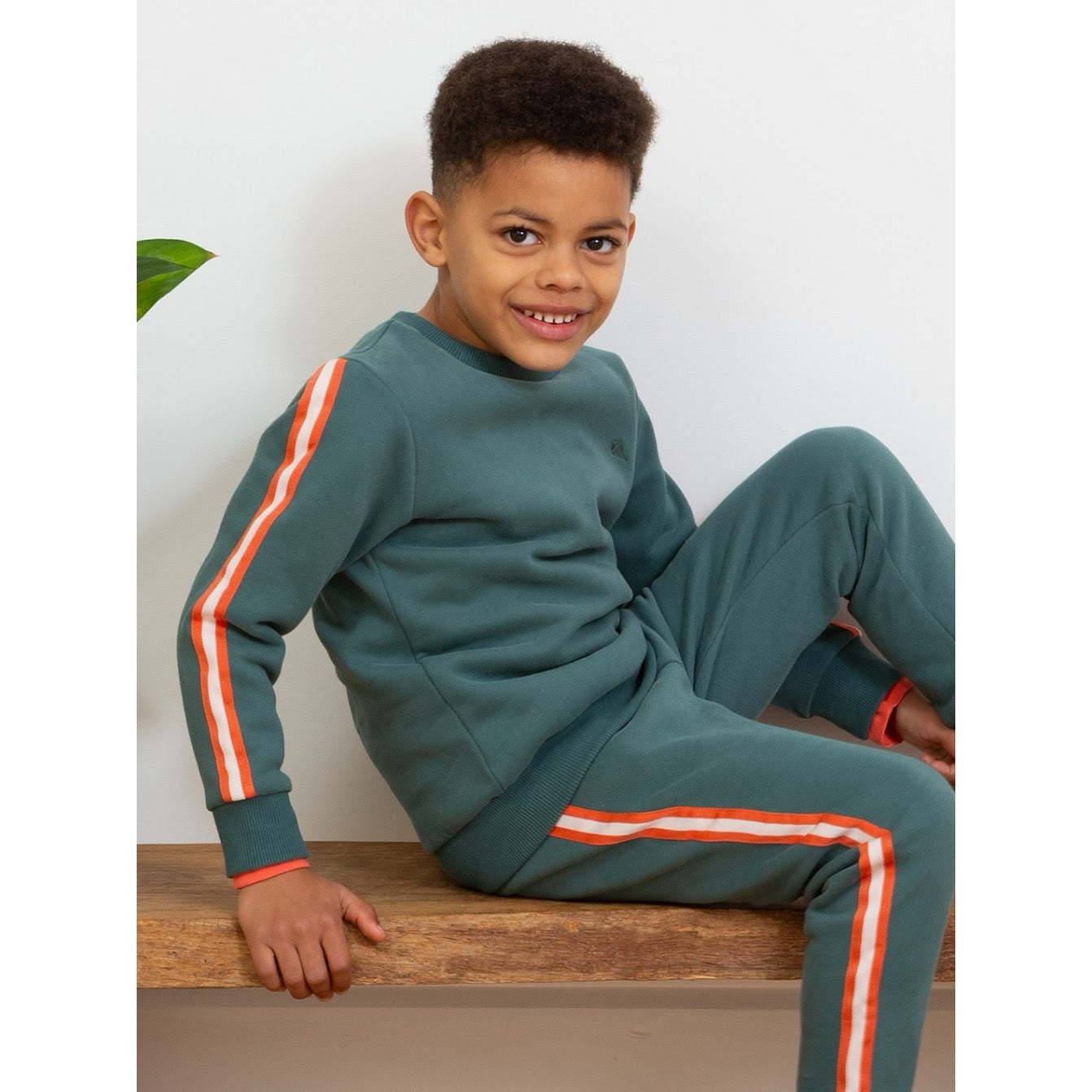 Kite Side Stripe Boys Sweatshirt 9018-Obf Spruce Clothing 5YRS / Green,6YRS / Green,7YRS / Green,8YRS / Green,9YRS / Green