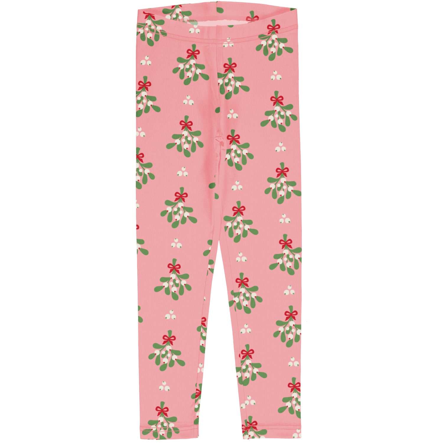 Maxomorra Mistletoe Leggings Aw24 Clothing 3-4YRS / Pink,4-5YRS / Pink,5-6YRS / Pink,7-8YRS / Pink