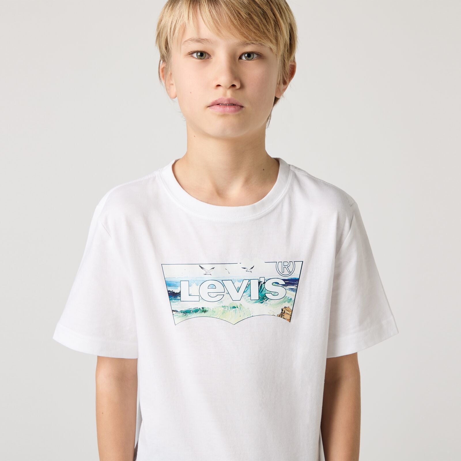 Levis Crashing Waves Batwing T-Shirt 9Em650-W1t Clothing 10YRS / White,12YRS / White,14YRS / White,16YRS / White