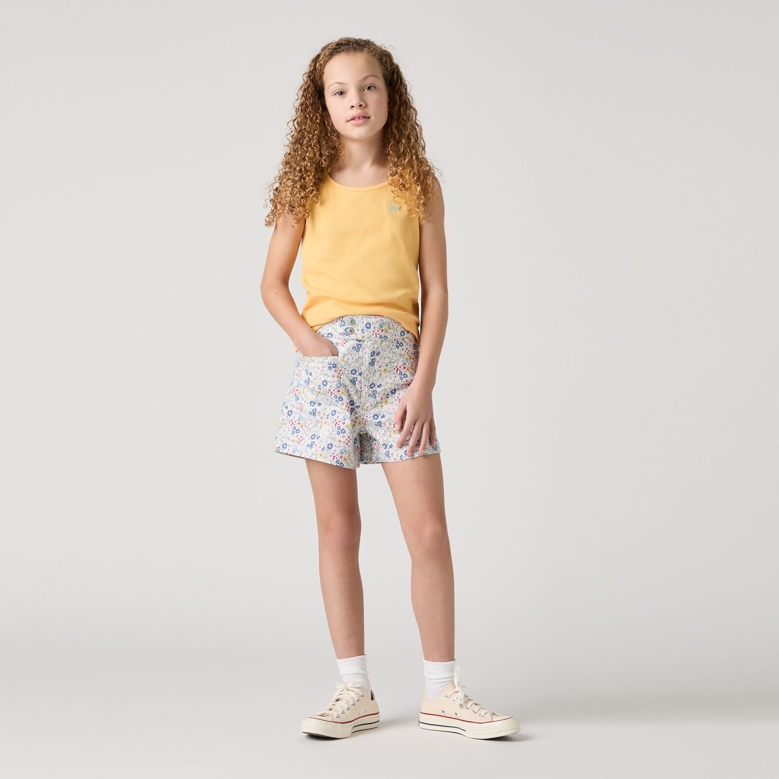 Levis Girls Floral Shorts 4Em251-W1t Clothing 10YRS / Blue,12YRS / Blue,14YRS / Blue,16YRS / Blue