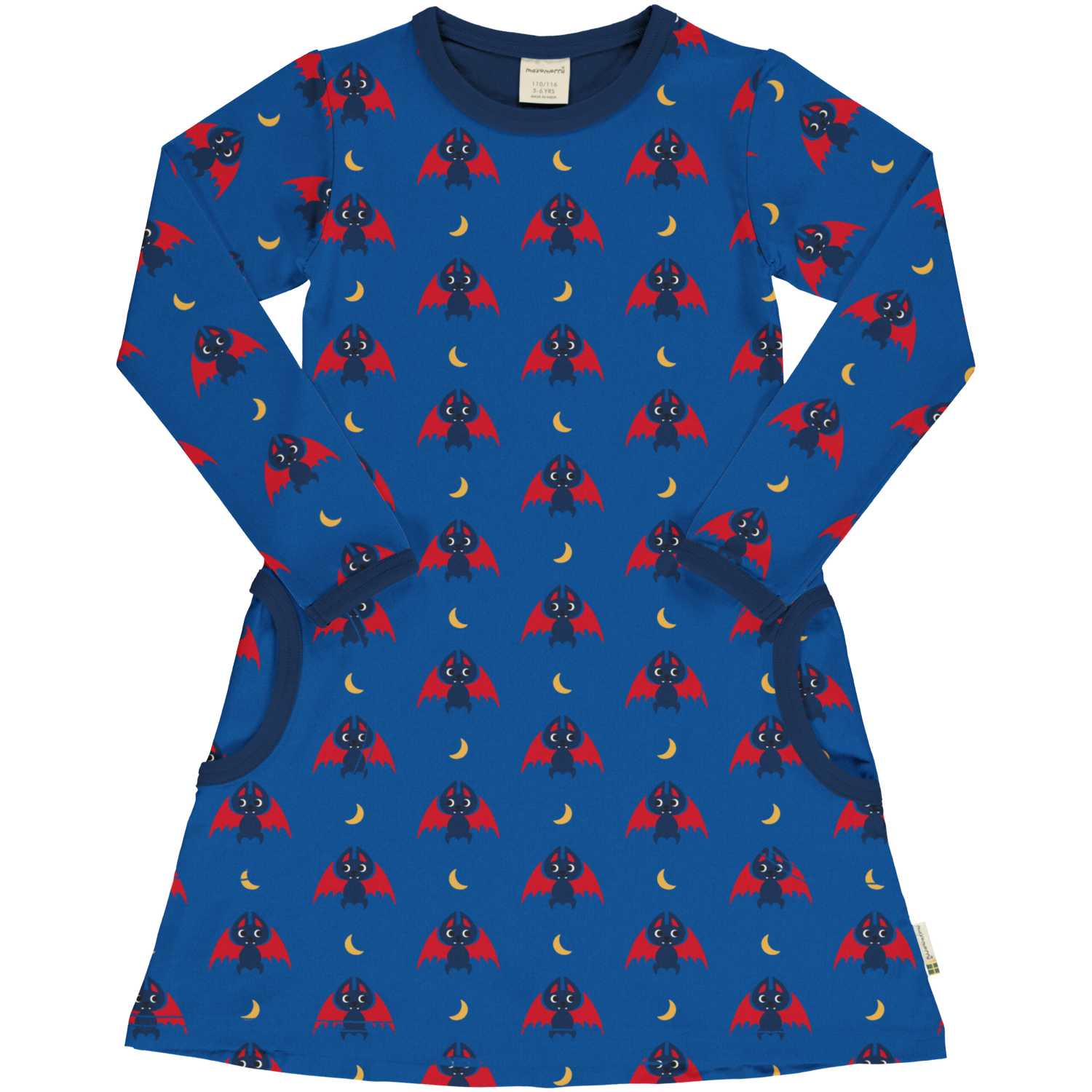 Maxomorra Bat Pocket Dress Aw24 Clothing 2-3YRS / Blue,3-4YRS / Blue,4-5YRS / Blue,5-6YRS / Blue,7-8YRS / Blue,9-10YRS / Blue