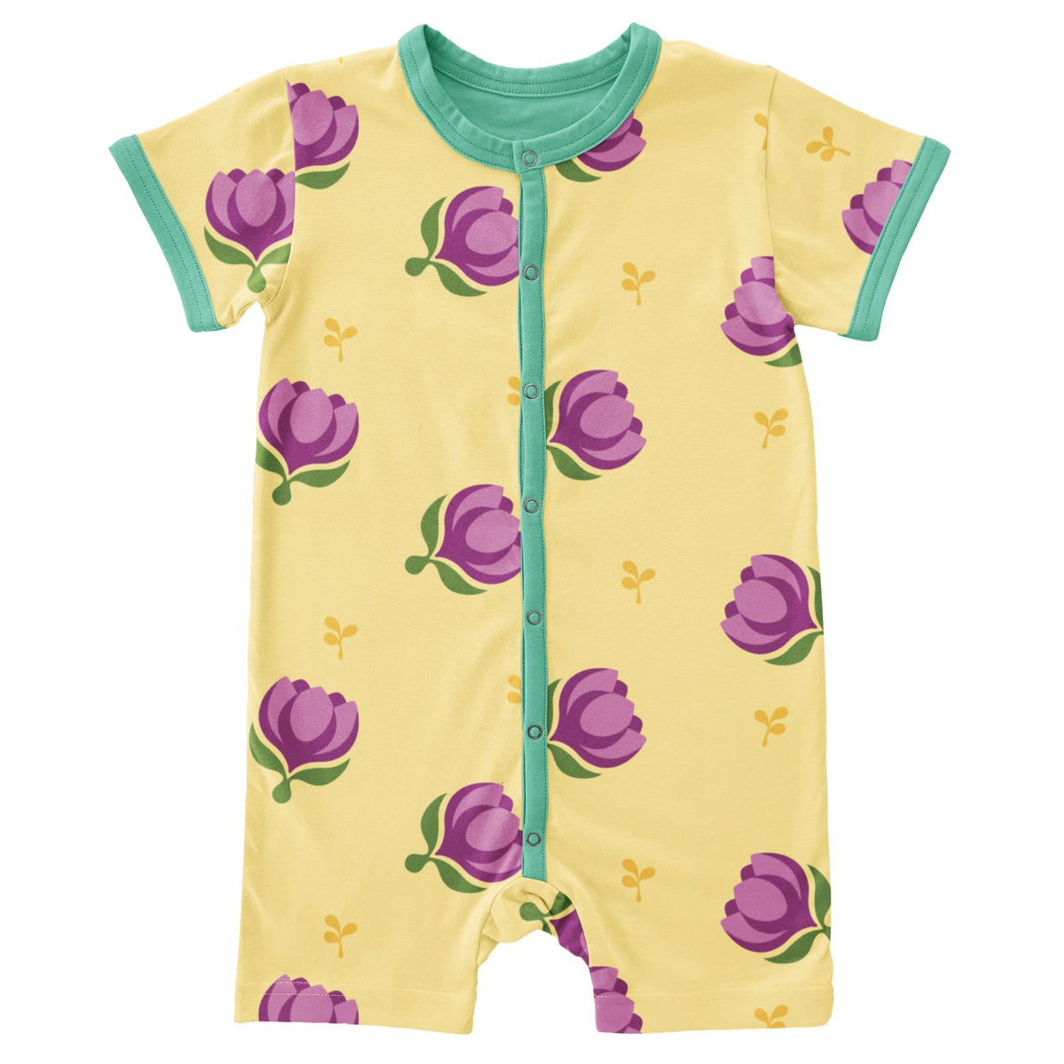 Maxomorra Crocus Short Rompersuit Ss25 Clothing 0-3M / Yellow,3-6M / Yellow,9-12M / Yellow,18-24M / Yellow